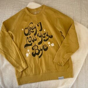 Walk In Love Graphic Sweatshirt Size Large Mustard Yellow